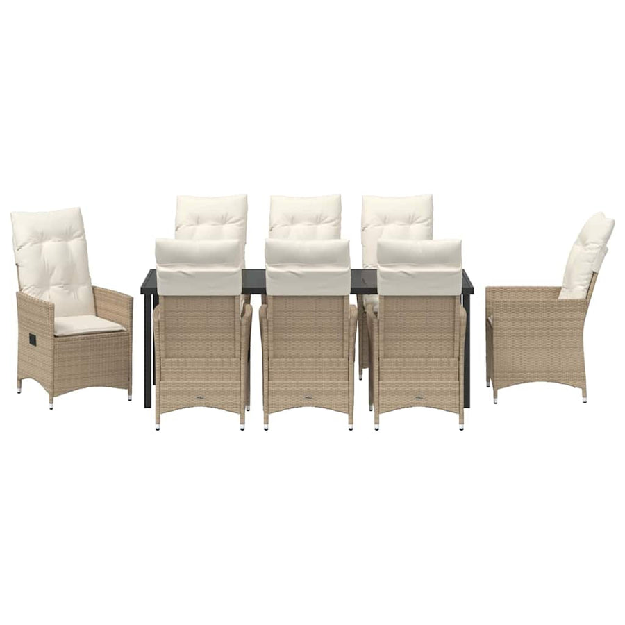 Tuin Eettafelset Met Kussen 9 Pcs Beige Poly Rattan Antraciet