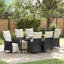 Tuin Eettafelset Met Kussen 7 Pcs Zwart Poly Rattan