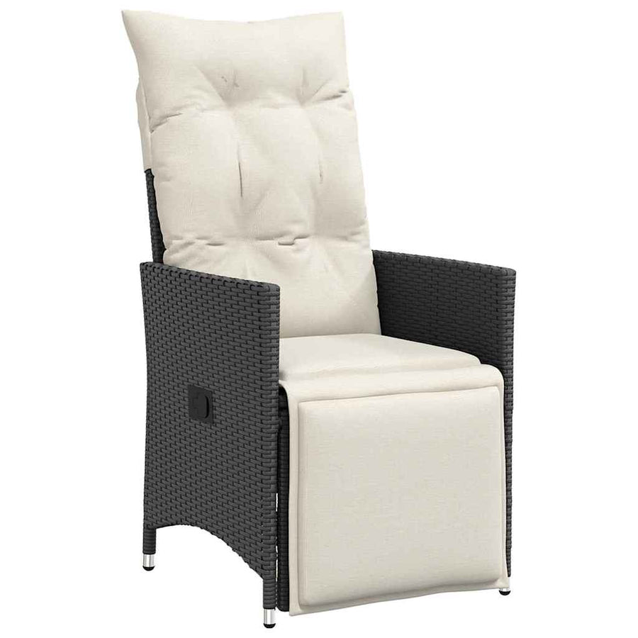 Tuin Eettafelset Met Kussen 7 Pcs Zwart Poly Rattan