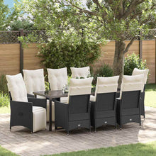 Tuin Eetset Met Kussen 9 Pcs Zwart Poly Riet