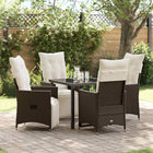 Garden dining set with cushion 5 pcs Brown poly rattan