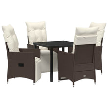 Tuin eettafelset met kussen 5 pcs Bruin poly rattan