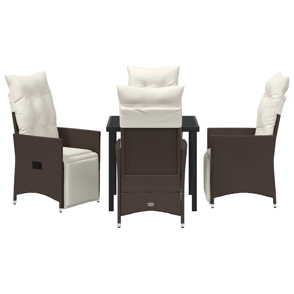 Tuin eettafelset met kussen 5 pcs Bruin poly rattan