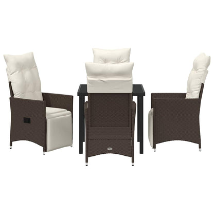 Tuin eettafelset met kussen 5 pcs Bruin poly rattan