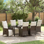 Tuin eettafelset 7-delig poly rattan bruin