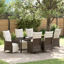 Tuin Eettafelset Met Kussen 7 Pcs Bruin Poly Rattan