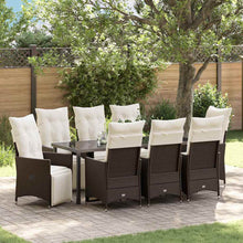 Tuin Eetset Met Kussen 9 Pcs Bruin Poly Riet