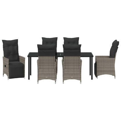 Tuin Eettafelset Met Kussen 7 Pcs Grijs Poly Rattan