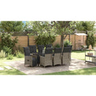 Tuin eettafelset poly rattan grijs 9-delig