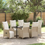 Tuin eettafelset poly rattan 7-delig beige