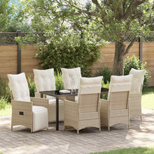 Tuin eettafelset met kussen 7 pcs Beige poly rattan