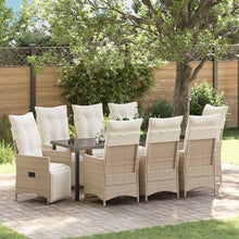 Tuin Eettafelset Met Kussen 9 Pcs Beige Poly Rattan