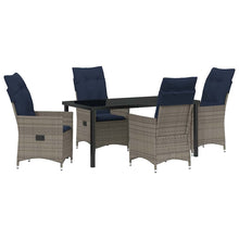 Tafel en stoelen set met kussen 5 pcs Grijs PE Rattan