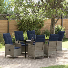 Tafel en stoelen set met kussen 7 pcs Grijs PE Rattan
