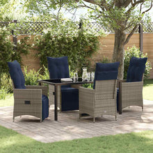 Tafel en stoelen set met kussen 5 pcs Grijs PE Rattan
