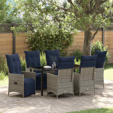 Tafel en stoelen set met kussen 7 pcs Grijs PE Rattan