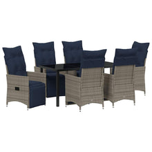 Tafel en stoelen set met kussen 7 pcs Grijs PE Rattan