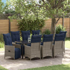 Tuinset 9-delig PE Rattan grijs