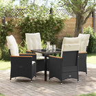 Tuin eettafelset poly rattan zwart 4 personen