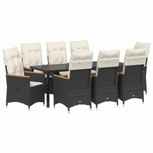 Tuin Eettafelset Met Kussen 9 Pcs Zwart Poly Rattan Grijs