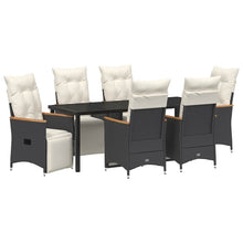 Tuin Eettafelset Met Kussen 7 Pcs Zwart Poly Rattan