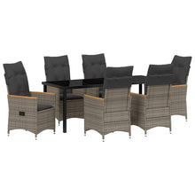 Tuin Eettafelset Met Kussen 7 Pcs Grijs Poly Rattan