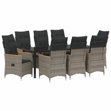 Tuin Eettafelset Met Kussen 9 Pcs Grijs Poly Rattan
