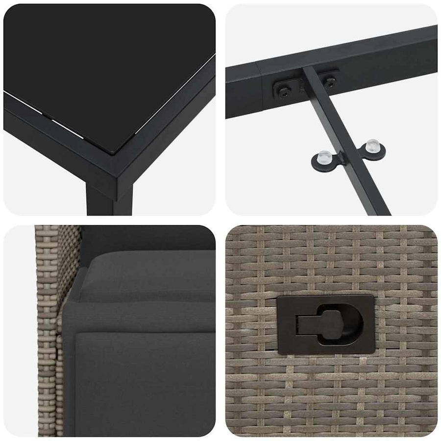 Tuin Eettafelset Met Kussen 7 Pcs Grijs Poly Rattan Grijs
