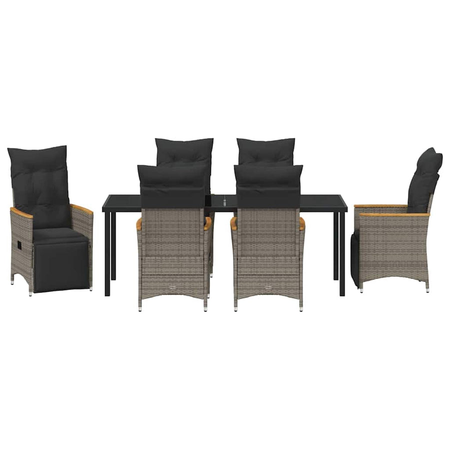 Tuin Eettafelset Met Kussen 7 Pcs Grijs Poly Rattan Grijs