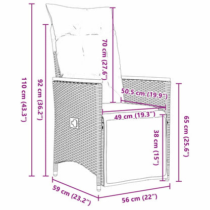 Tuin Eettafelset Met Kussen 7 Pcs Grijs Poly Rattan Grijs