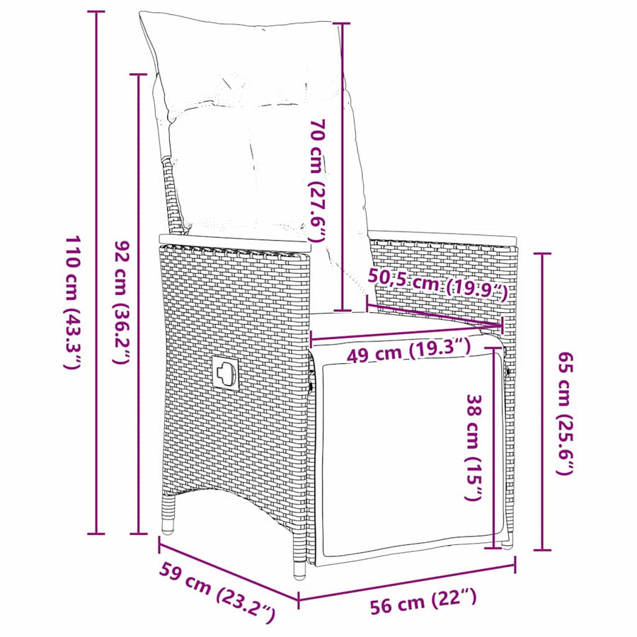 Tuin Eettafelset Met Kussen 7 Pcs Grijs Poly Rattan Grijs