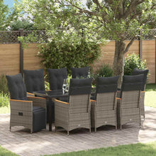 Tuin Eettafelset Met Kussen 9 Pcs Grijs Poly Rattan Grijs
