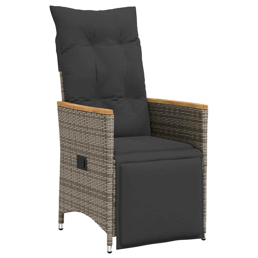 Tuin Eettafelset Met Kussen 9 Pcs Grijs Poly Rattan Grijs