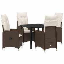 Tuin eettafelset met kussen 5 pcs Bruin poly rattan