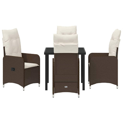Tuin eettafelset met kussen 5 pcs Bruin poly rattan