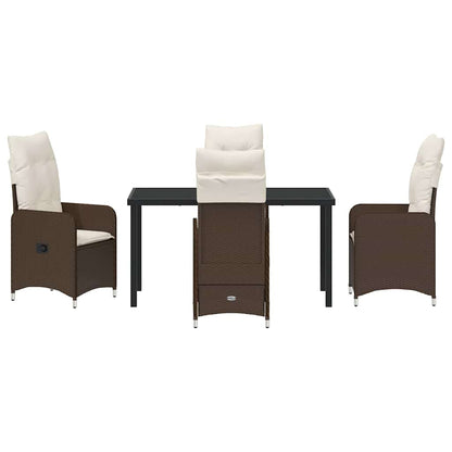 Tuin eettafelset met kussen 5 pcs Bruin poly rattan