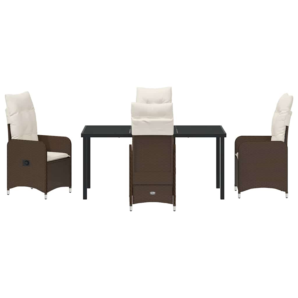 Tuin eettafelset met kussen 5 pcs Bruin poly rattan