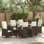 Tuin eettafelset poly rattan bruin 7-delig