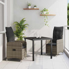 Tuin eettafelset poly rattan grijs 3-delig