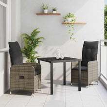 Tuin eettafelset met kussen 3 pcs Grijs poly rattan