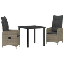Tuin eettafelset met kussen 3 pcs Grijs poly rattan