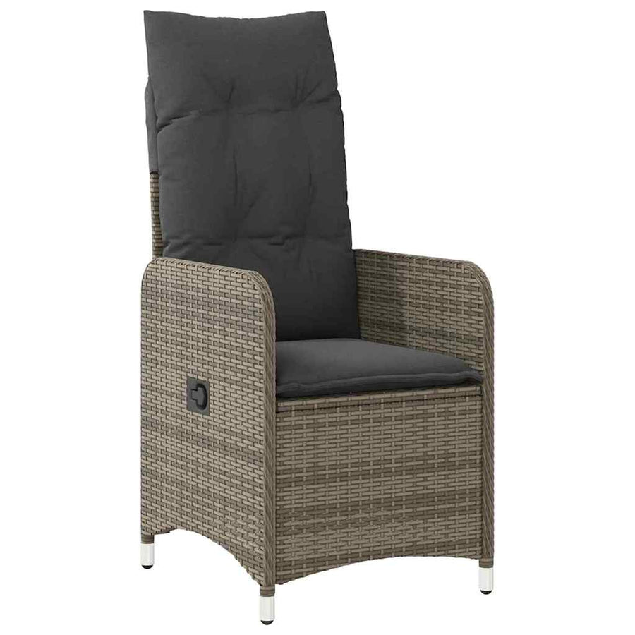Tuin eettafelset met kussen 5 pcs Grijs poly rattan