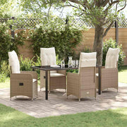 Tuin eettafelset poly rattan beige 4 personen