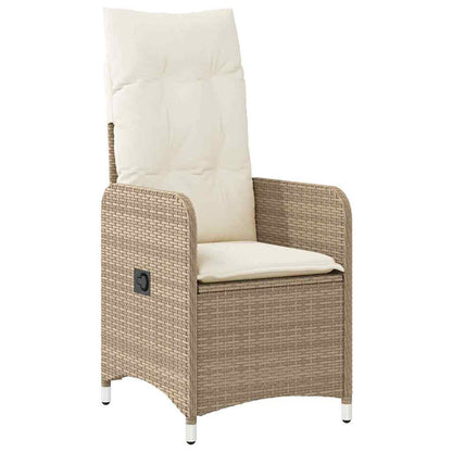 Tuin Eetset met kussen 9 pcs Beige Poly riet