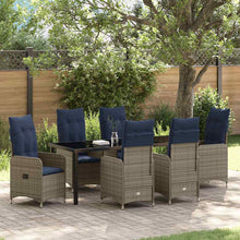 Tuin Eetset Met Kussen 7 Pcs Zwart Poly Riet