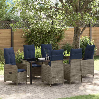 Tuin Eetset Met Kussen 7 Pcs Zwart Poly Riet