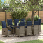 Tuinset 9-delig poly rattan zwart met kussens