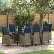 Tuinset 9-delig poly rattan zwart met kussens