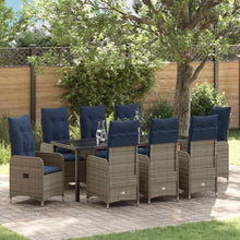 Tuin Eetset Met Kussen 9 Pcs Zwart Poly Riet