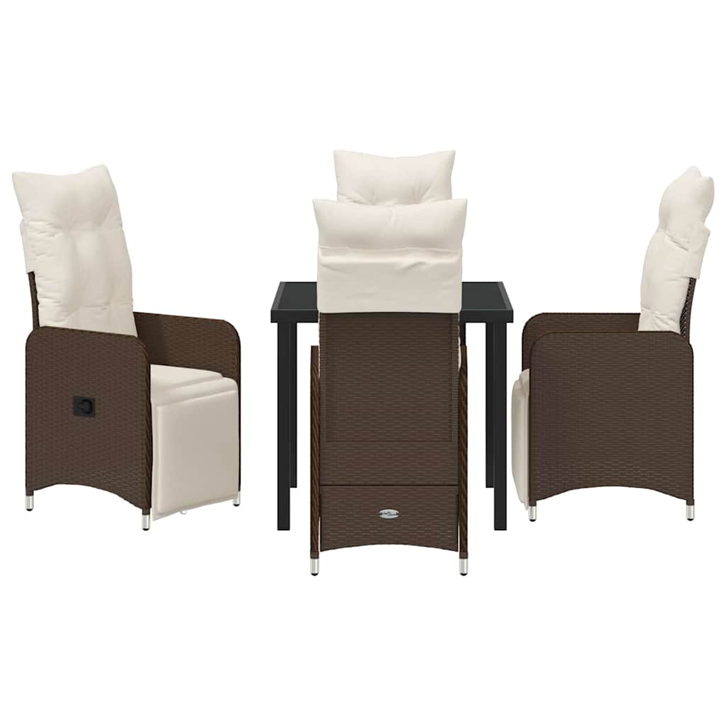 Tuin eettafelset met kussen 5 pcs Bruin poly rattan